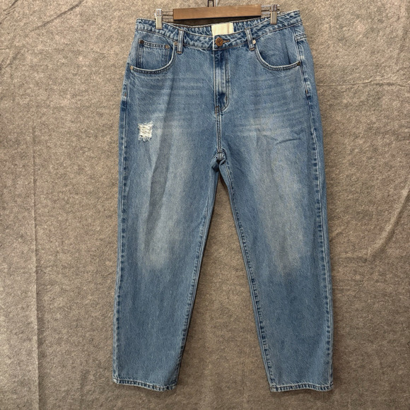 One Teaspoon Awesome Baggies Jeans Womens Sz 34 Blue Distressed High Waist - Picture 1 of 8